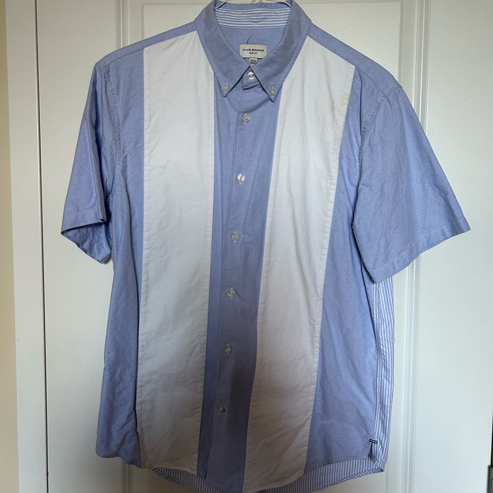 Club Monaco Men’s slim fit short sleeve buttoned shirt super soft 100% cotton
